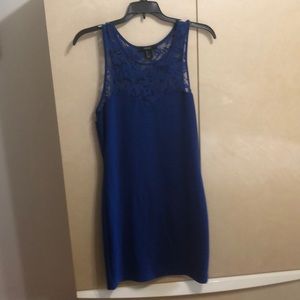 Forever 21 Royal blue body con dress w lace!